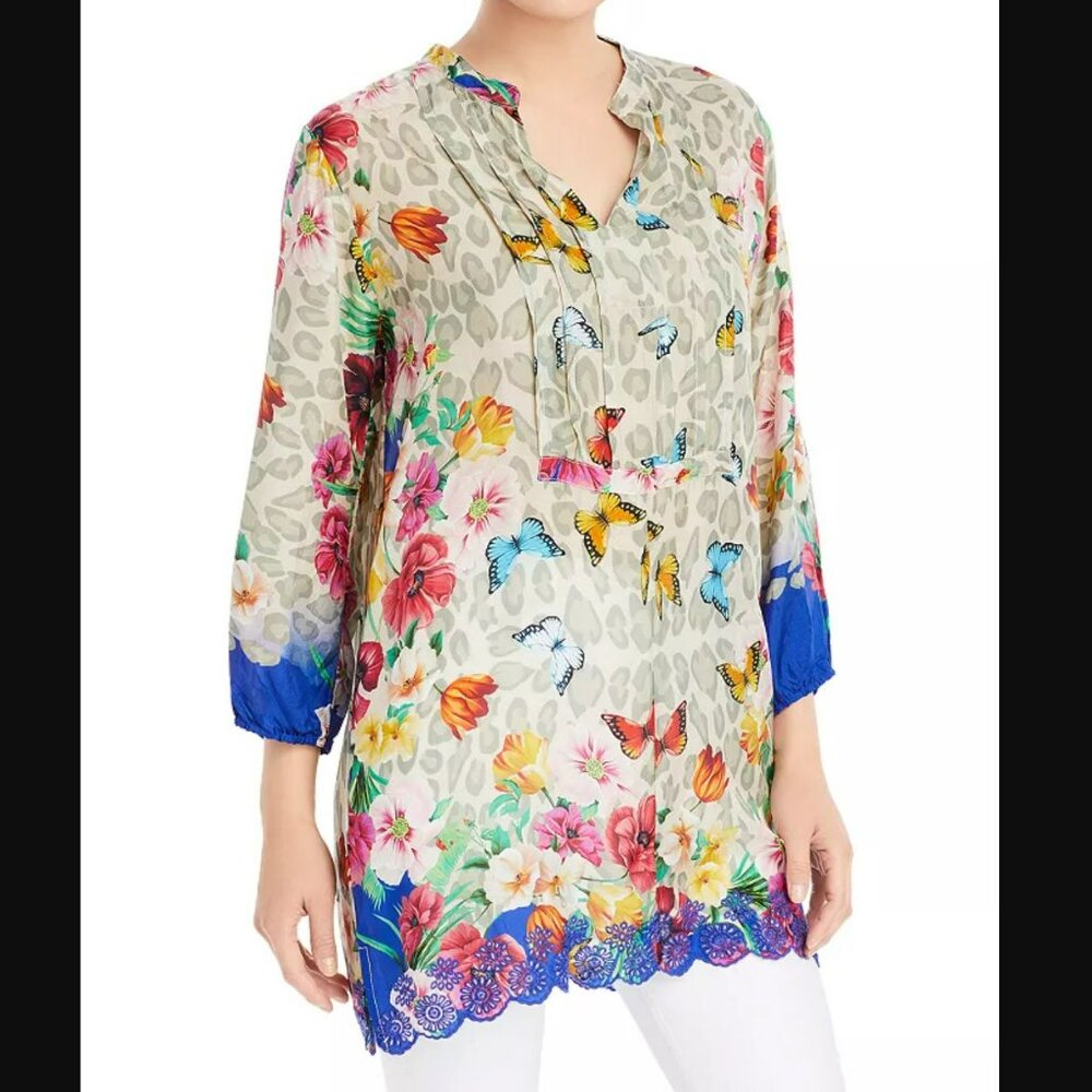 Johnny Was Silk May Flower Khalani Tunic